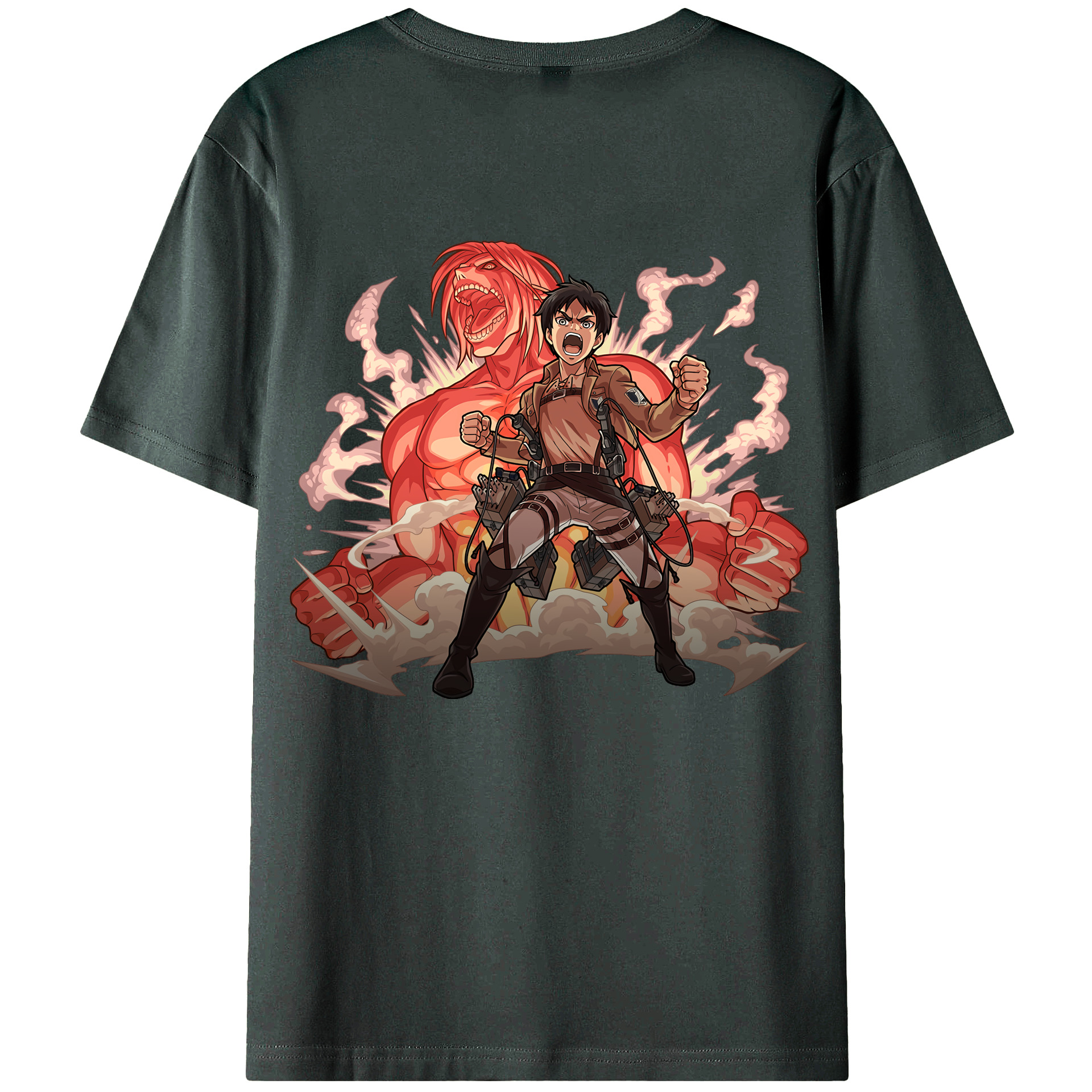 （画像用） 進撃の巨人 エレン･イェーガー Attack on Titan Eren Jäger 綿100％ メンズ半袖Tシャツ（バックプリント） 通気性